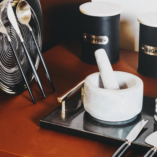 Salerno Grey Marble Mortar And Pestle