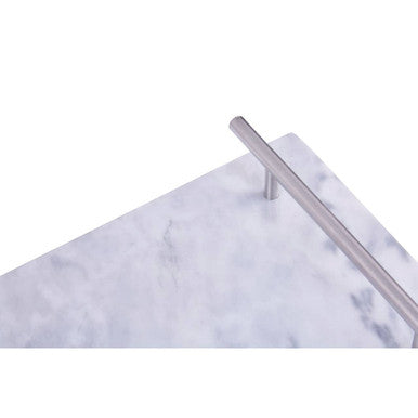 Salerno Grey Marble Serving Board With Silver Handles