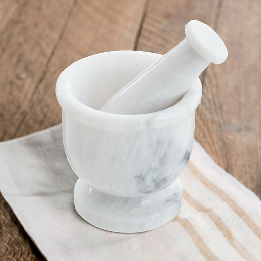 Salerno White Marble Mortar And Pestle Set