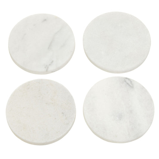 Kindia Set Of 4 White Marble Round Coasters