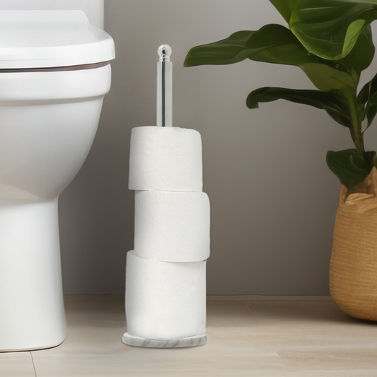 Linnea Chrome and White Marble Toilet Roll Holder