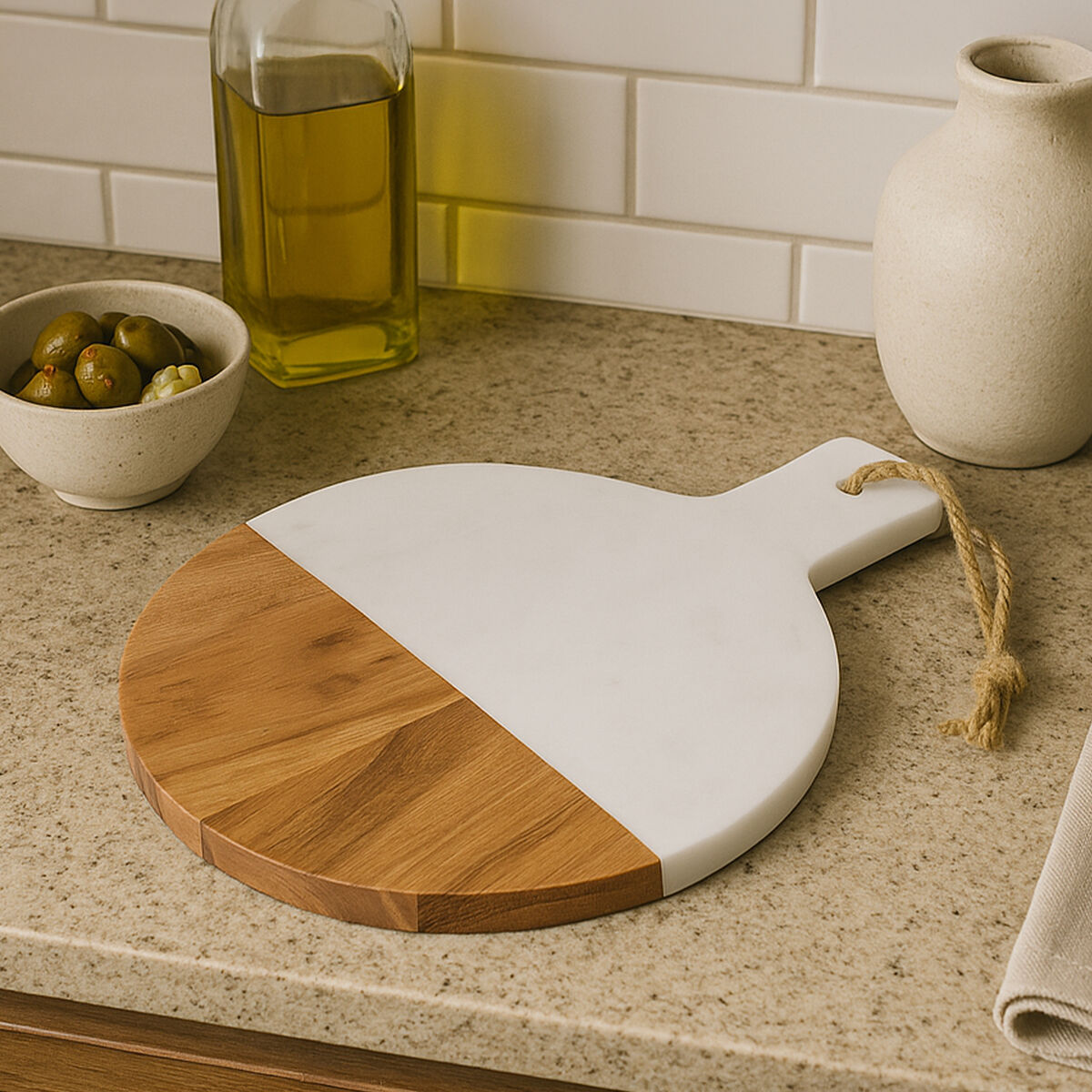 Monzaro Large Marble And Acacia Wood Paddle Board