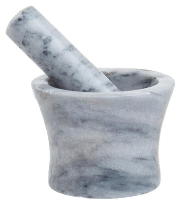 Salerno Grey Marble Curved Mortar And Pestle
