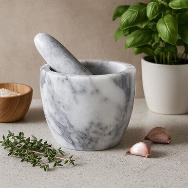 Salerno Grey Marble Tapered Mortar And Pestle