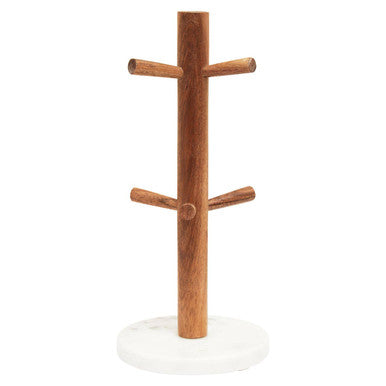 Monzaro Acacia Wood And White Marble Mug Tree