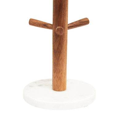 Monzaro Acacia Wood And White Marble Mug Tree