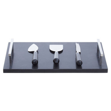 Marina Black Marble Cheese Board And Knife Set
