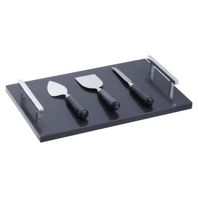 Marina Black Marble Cheese Board And Knife Set