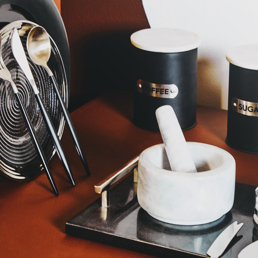 Marina Black Marble Cheese Board And Knife Set