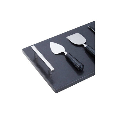 Marina Black Marble Cheese Board And Knife Set