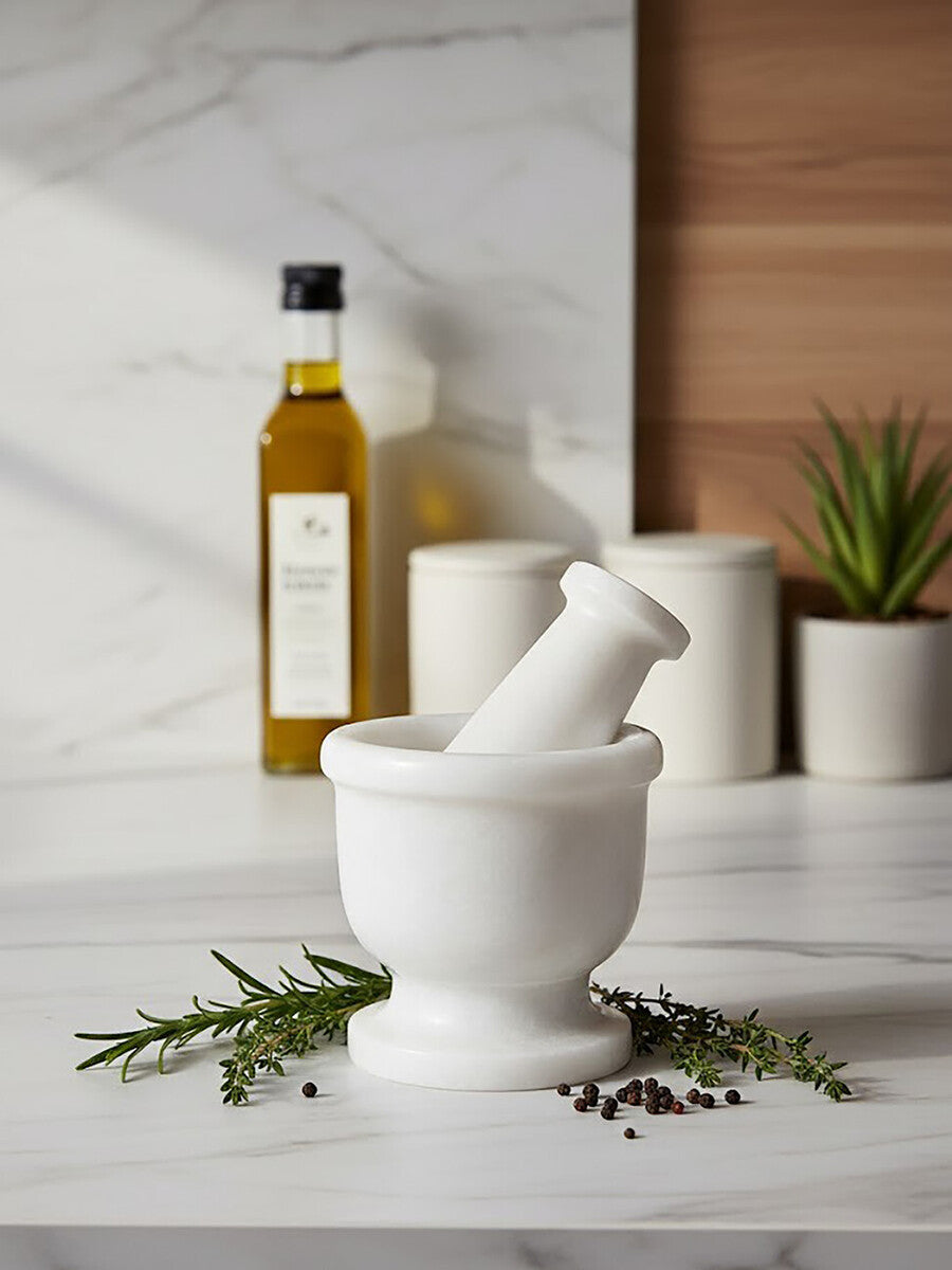Marmore White Marble Mortar And Pestle