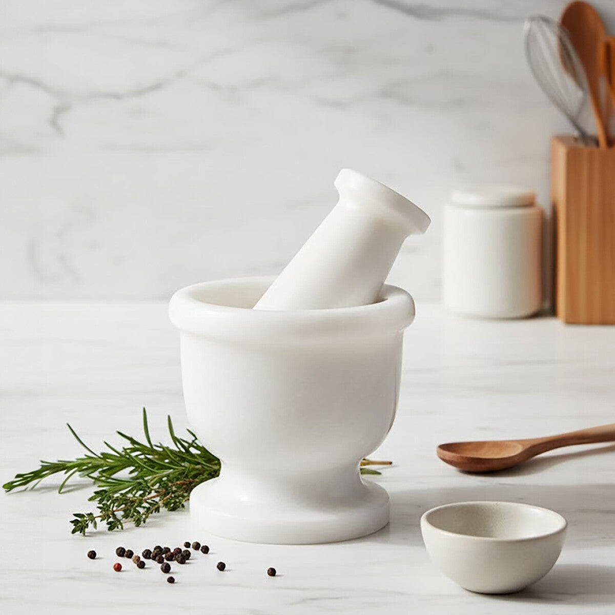 Marmore White Marble Mortar And Pestle
