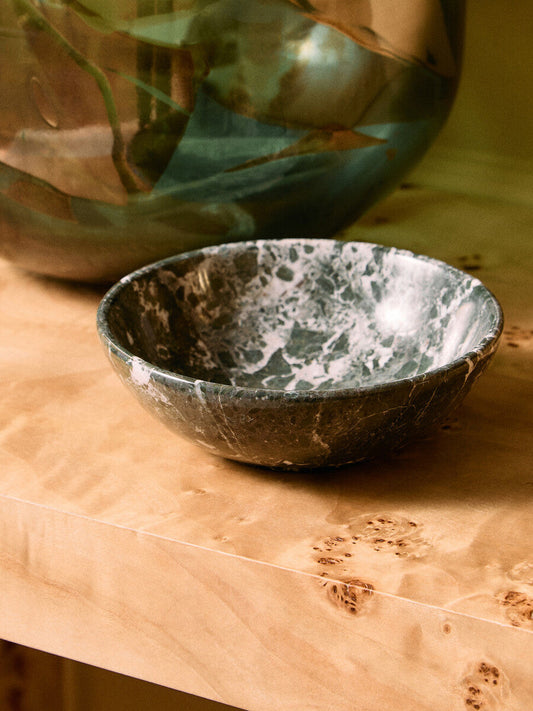 Marmore Black And White Veined Marble Bowl