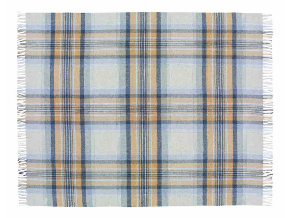 Kintyre Shetland Pure New Wool Throw - Blue
