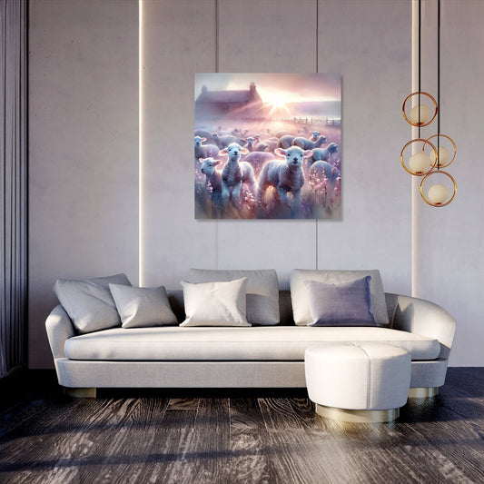 Dawn's Gentle Lambs Canvas
