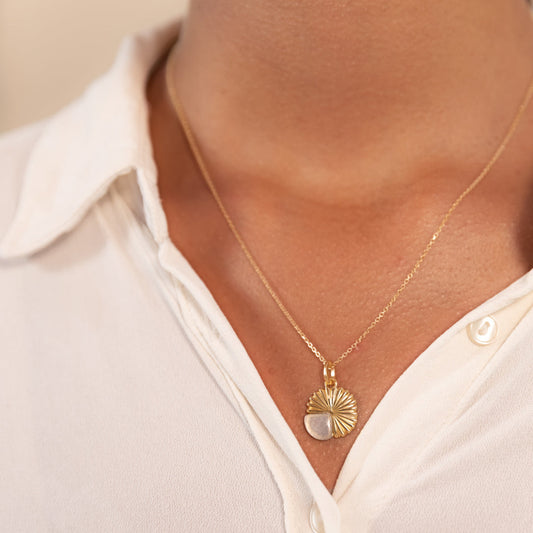Gold Eclipse Deco Moonstone Necklace
