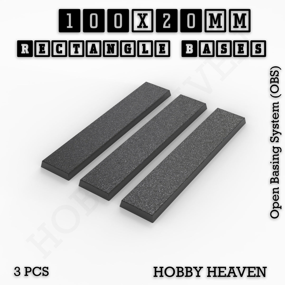 Rectangle Bases Medium Sizes - 75x30mm to 125x40mm and up to 100x90mm Wide - 3D Print Tabletop Games