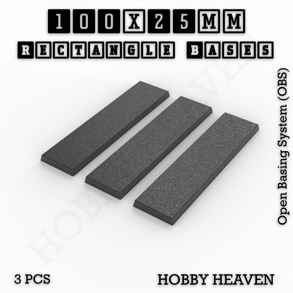 Rectangle Bases Medium Sizes - 75x30mm to 125x40mm and up to 100x90mm Wide - 3D Print Tabletop Games