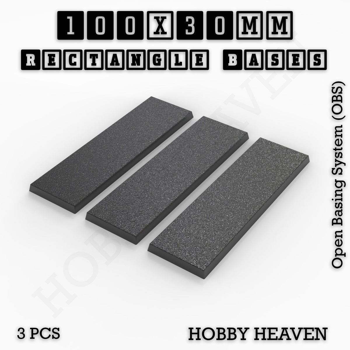 Rectangle Bases Medium Sizes - 75x30mm to 125x40mm and up to 100x90mm Wide - 3D Print Tabletop Games