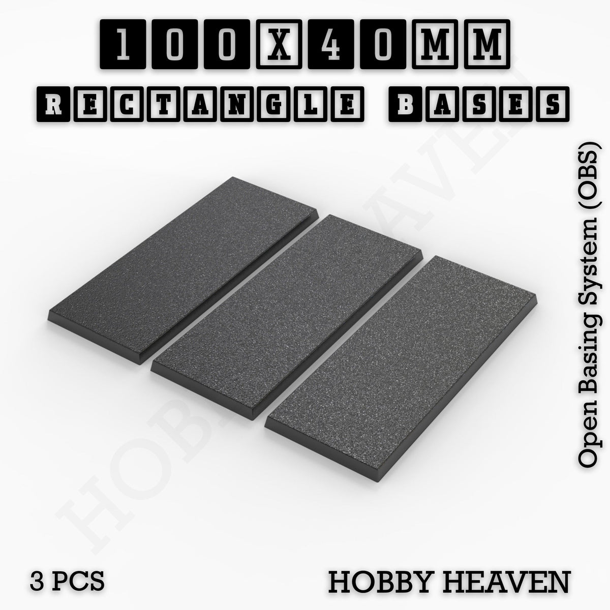 Rectangle Bases Medium Sizes - 75x30mm to 125x40mm and up to 100x90mm Wide - 3D Print Tabletop Games