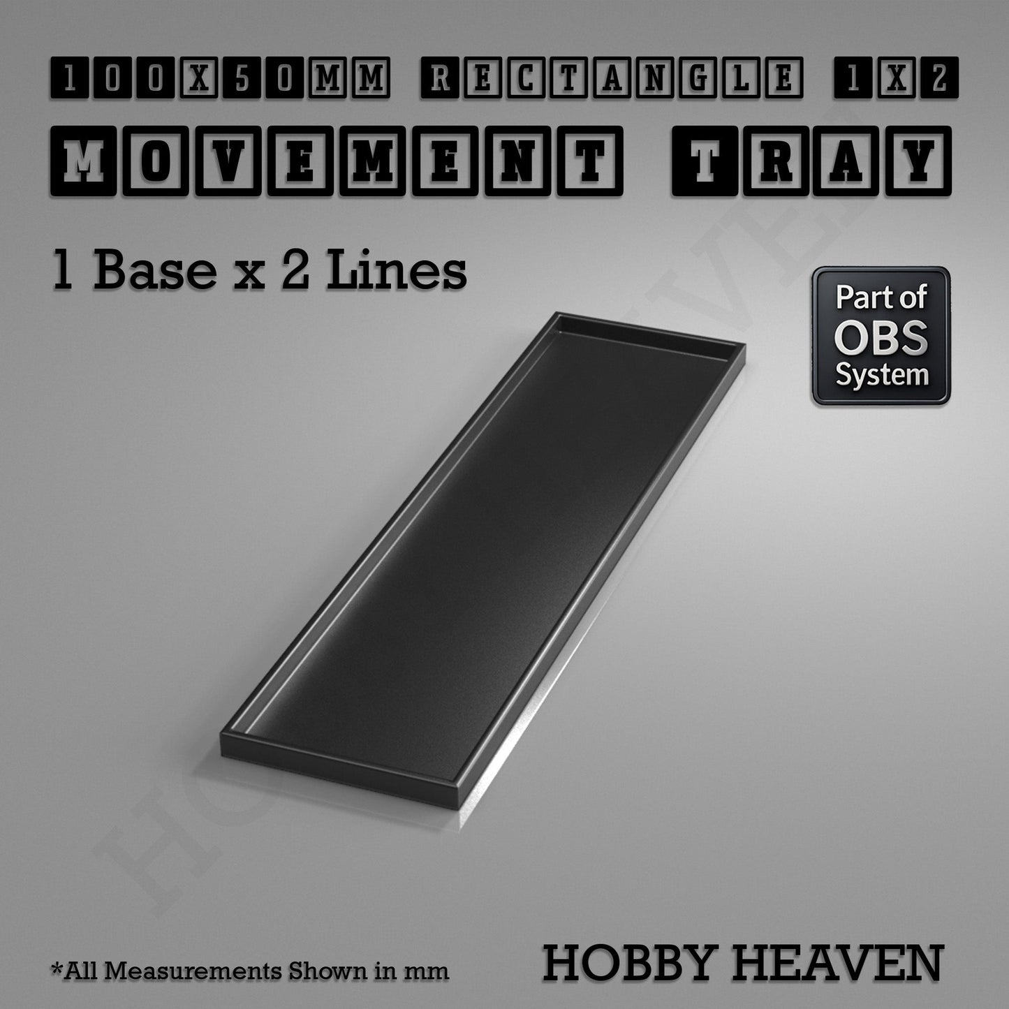 Rectangle Movement Trays | Cavalry & Monsters | 50×25-100×60mm | OBS System