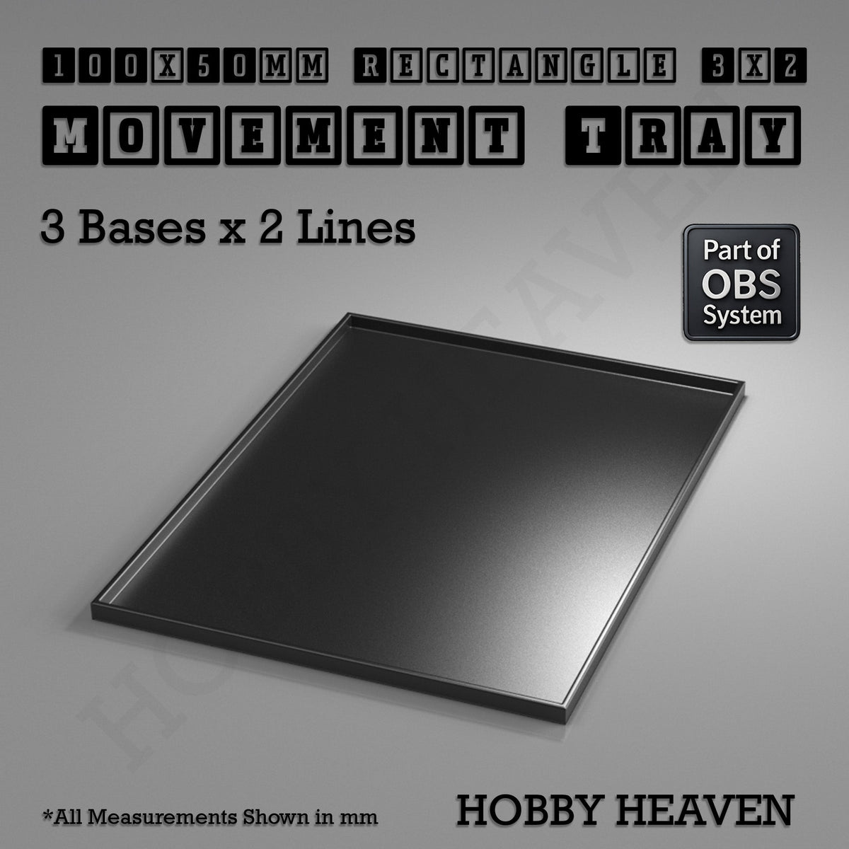 Rectangle Movement Trays | Cavalry & Monsters | 50×25-100×60mm | OBS System