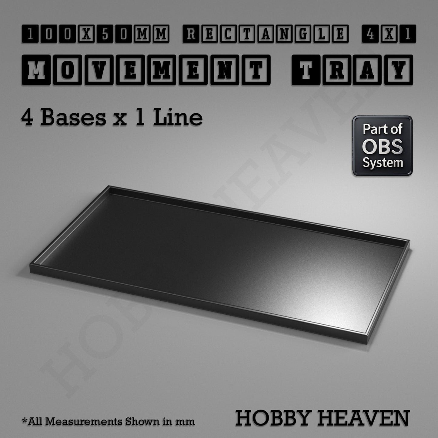 Rectangle Movement Trays | Cavalry & Monsters | 50×25-100×60mm | OBS System