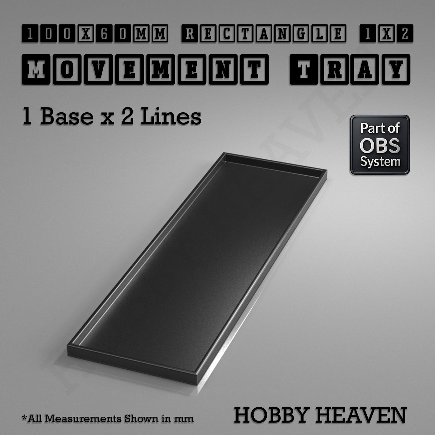 Rectangle Movement Trays | Cavalry & Monsters | 50×25-100×60mm | OBS System