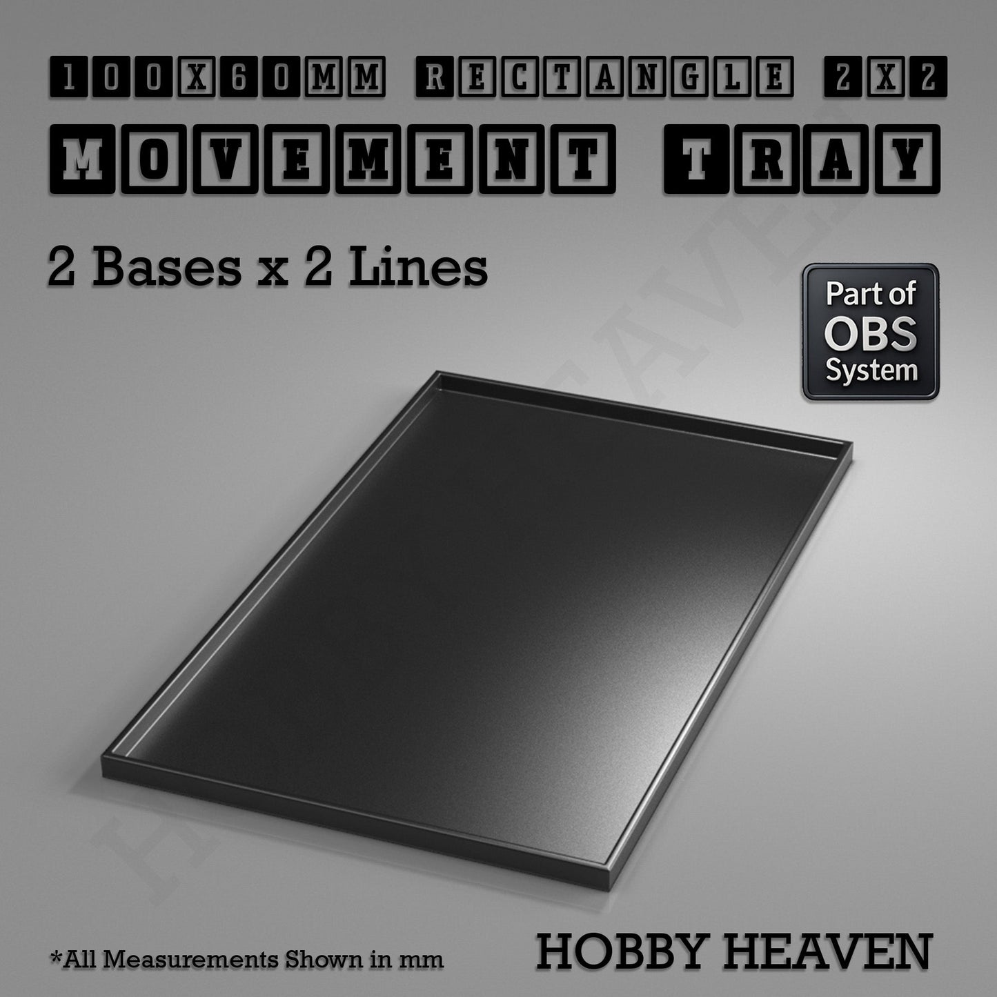 Rectangle Movement Trays | Cavalry & Monsters | 50×25-100×60mm | OBS System