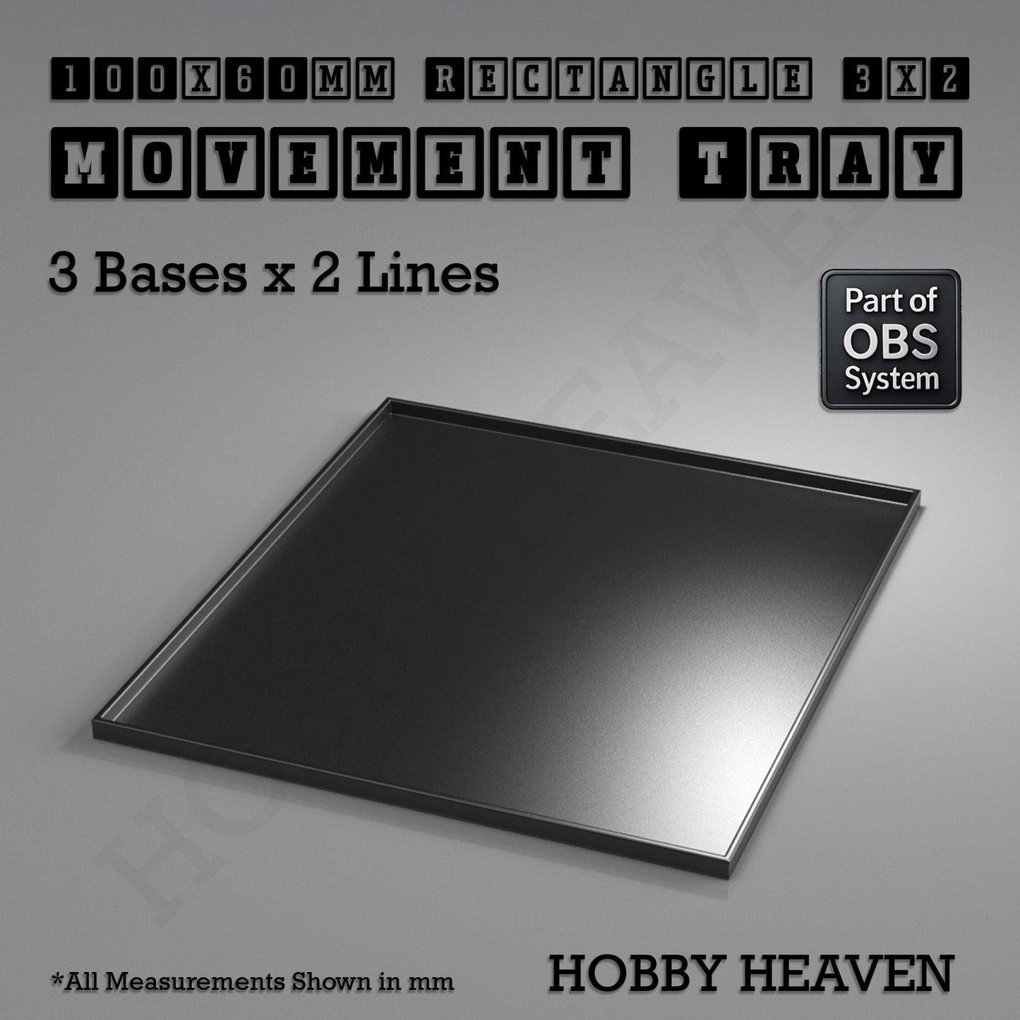 Rectangle Movement Trays | Cavalry & Monsters | 50×25-100×60mm | OBS System
