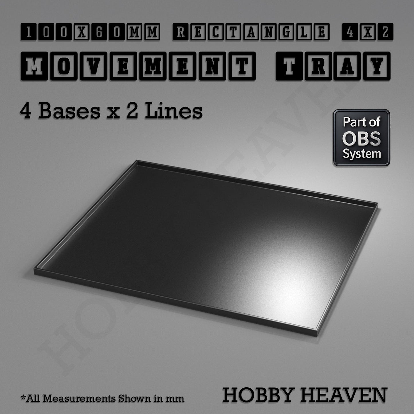 Rectangle Movement Trays | Cavalry & Monsters | 50×25-100×60mm | OBS System
