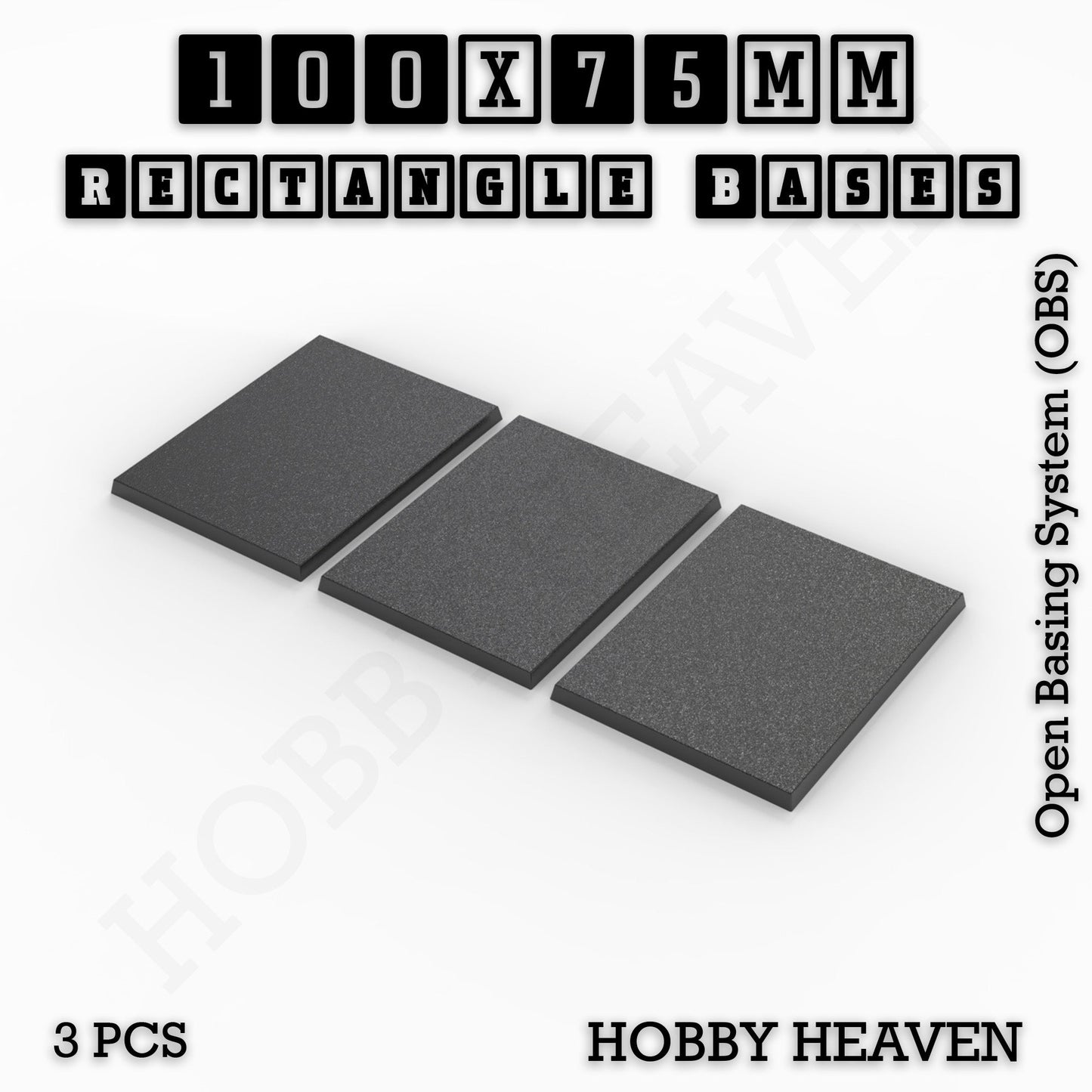 Rectangle Bases Medium Sizes - 75x30mm to 125x40mm and up to 100x90mm Wide - 3D Print Tabletop Games