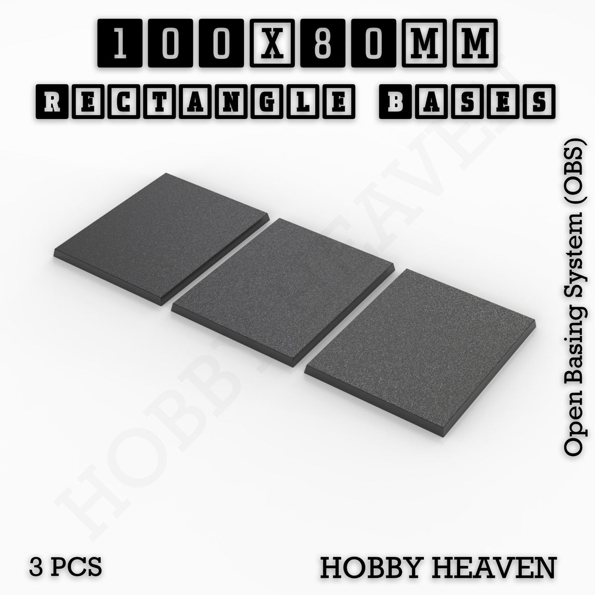 Rectangle Bases Medium Sizes - 75x30mm to 125x40mm and up to 100x90mm Wide - 3D Print Tabletop Games
