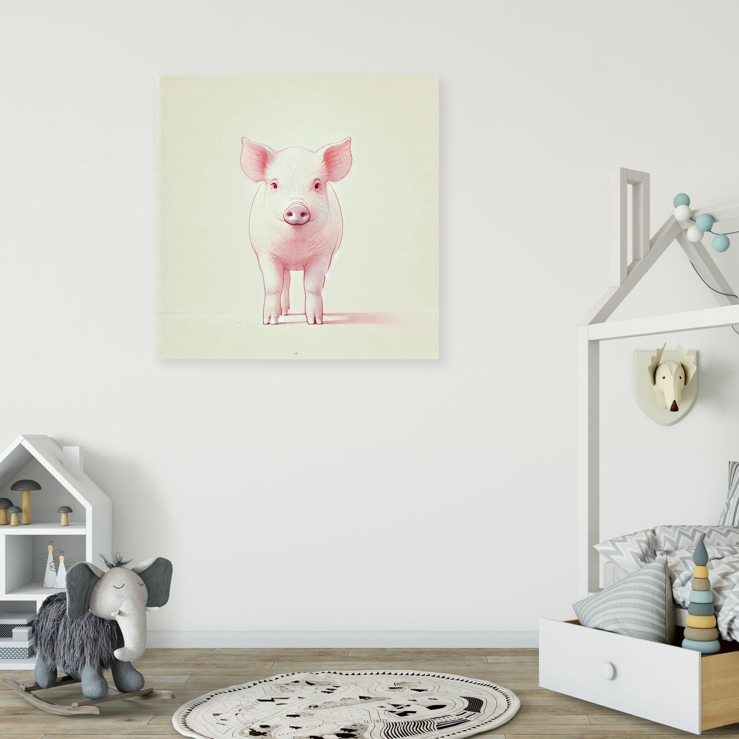 Minimalist Pig Charm Canvas