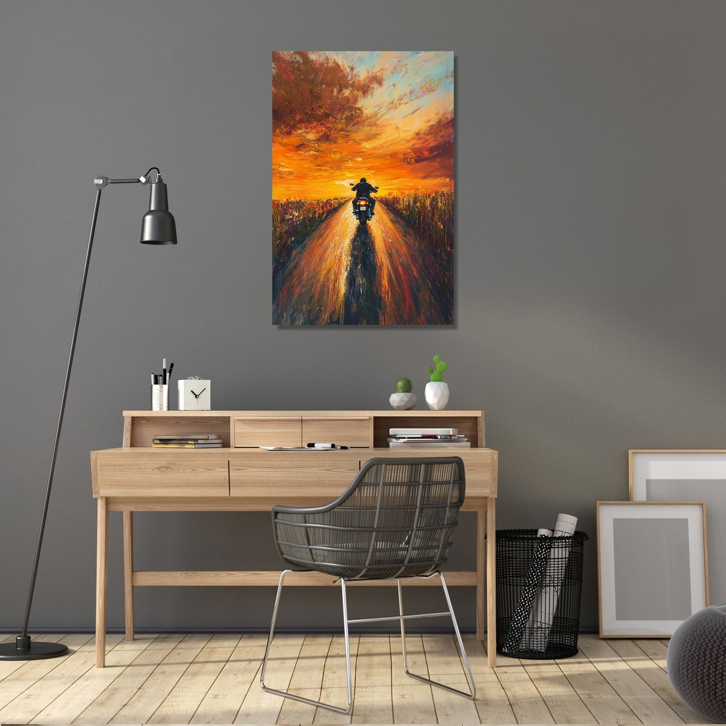 Sunset Roadway Motorbike Canvas