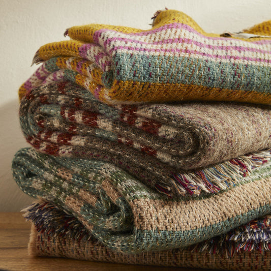 Small Checked Random Recycled Wool Blanket