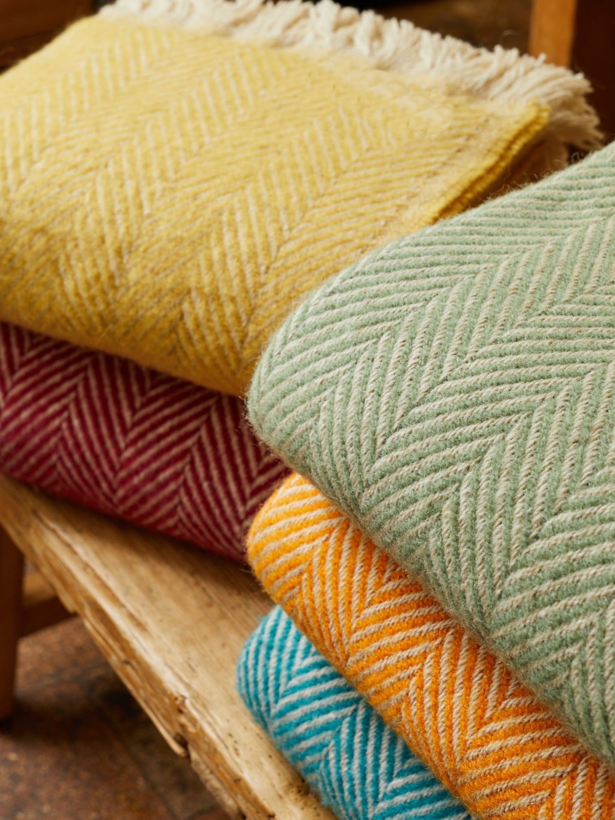 Chevron Recycled Wool Throw - Assorted Colours