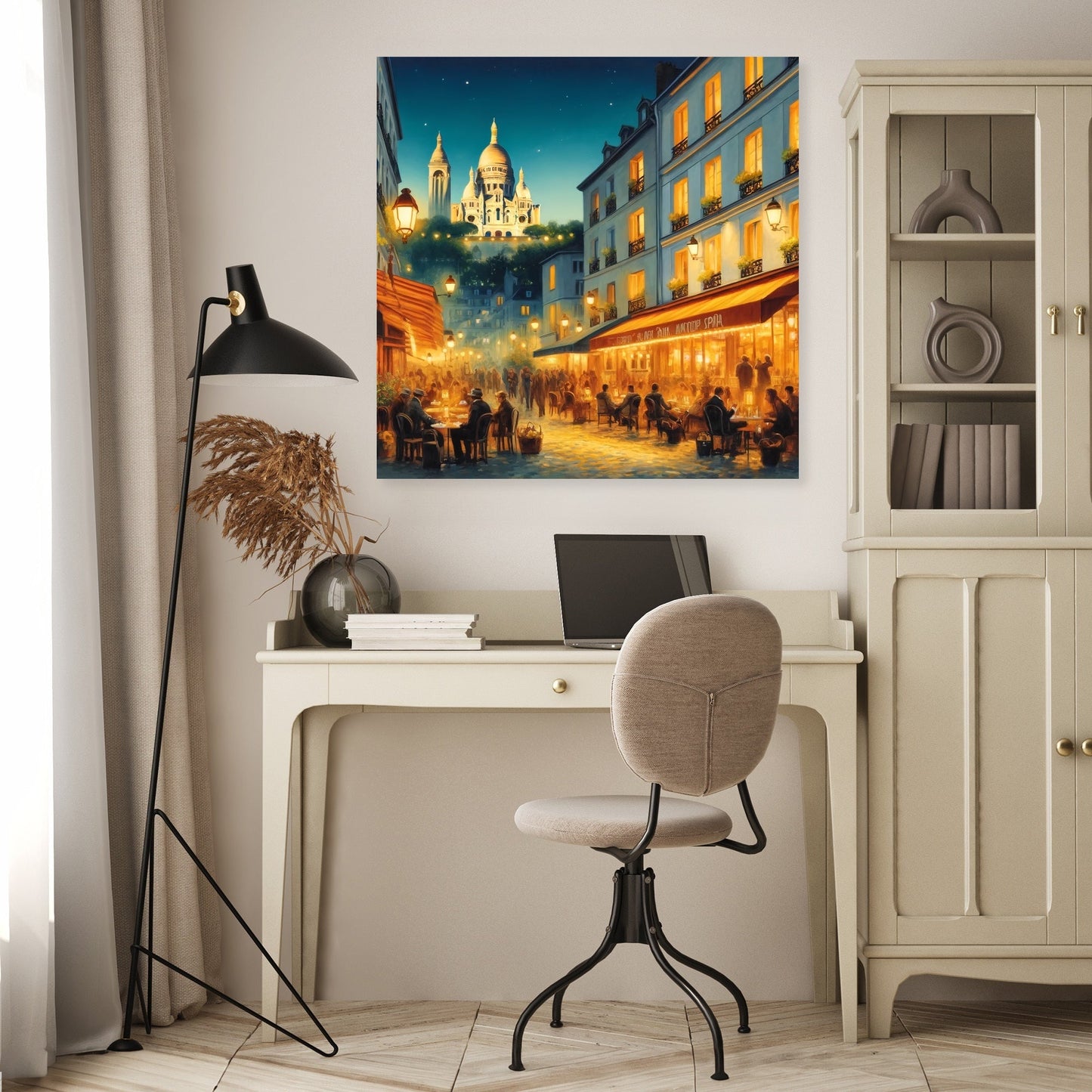 Twilight Over Paris Montmartre Canvas