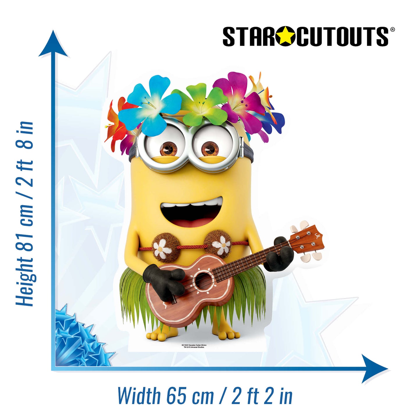 SC1042 Hawaiian Guitar Dave Minion Cardboard Cut Out Height 81cm