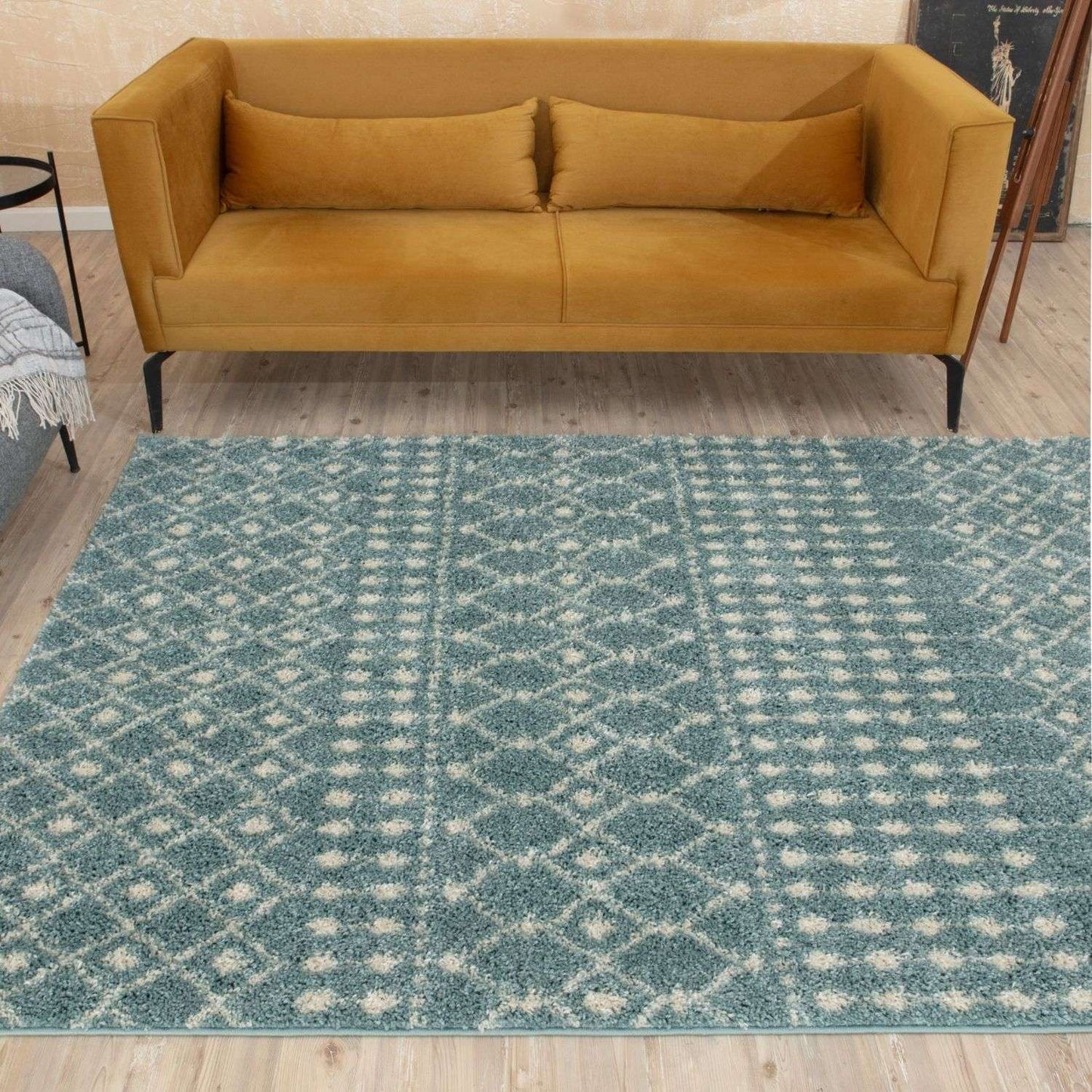 Moroccan Duck Egg Blue Shaggy Rug | 1050