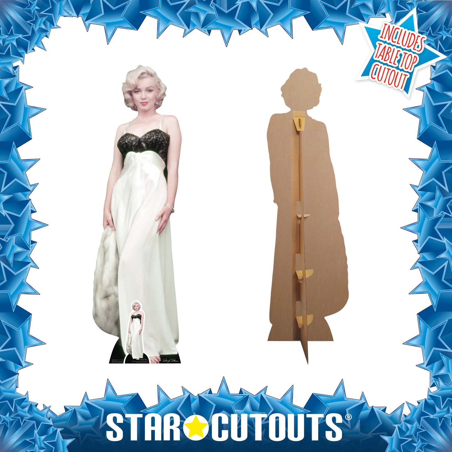 Marilyn Monroe  White Gown and Fur Cardboard Cut Out Height 169cm