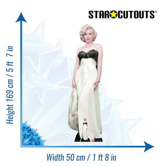Marilyn Monroe  White Gown and Fur Cardboard Cut Out Height 169cm