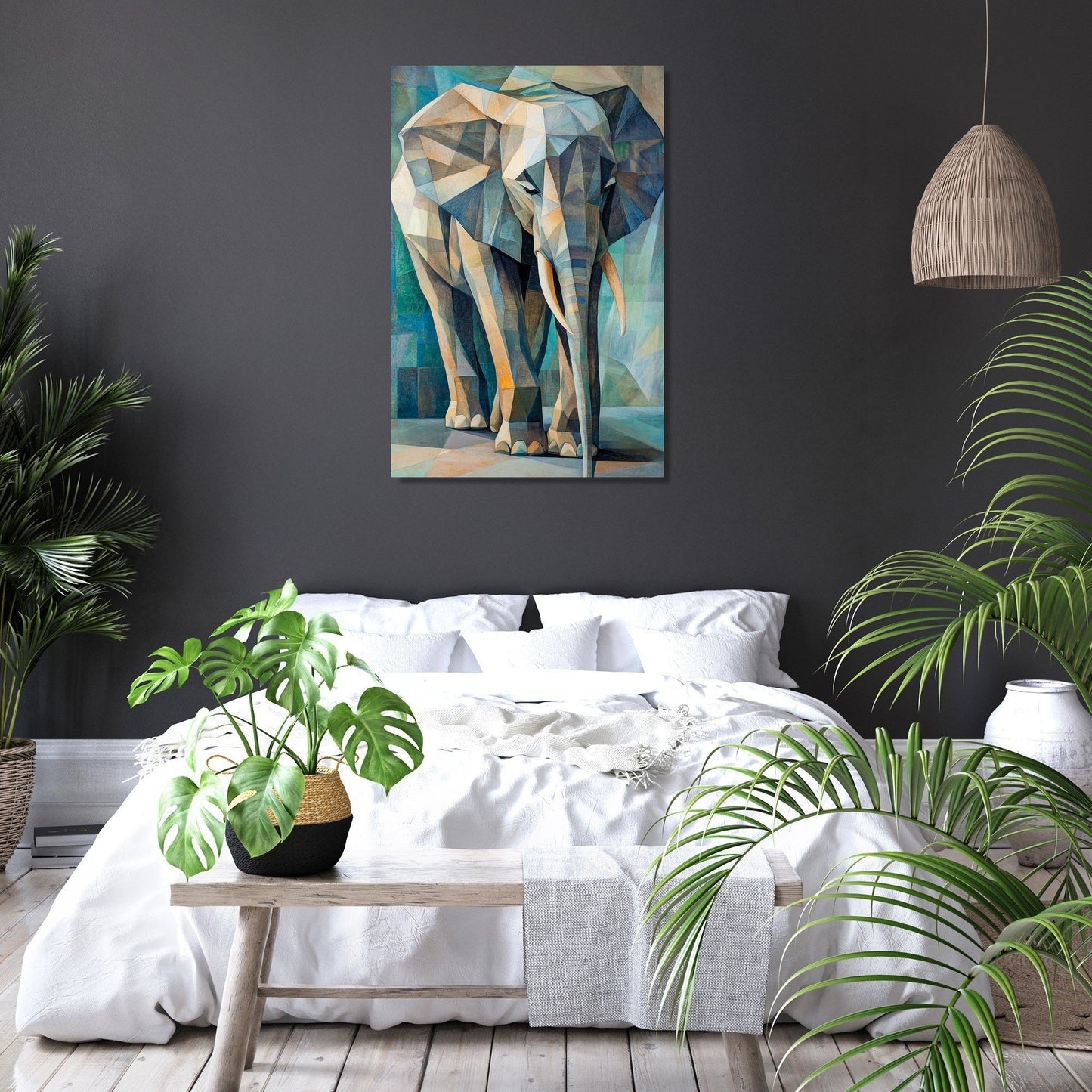 Geometric Majesty Elephant Canvas