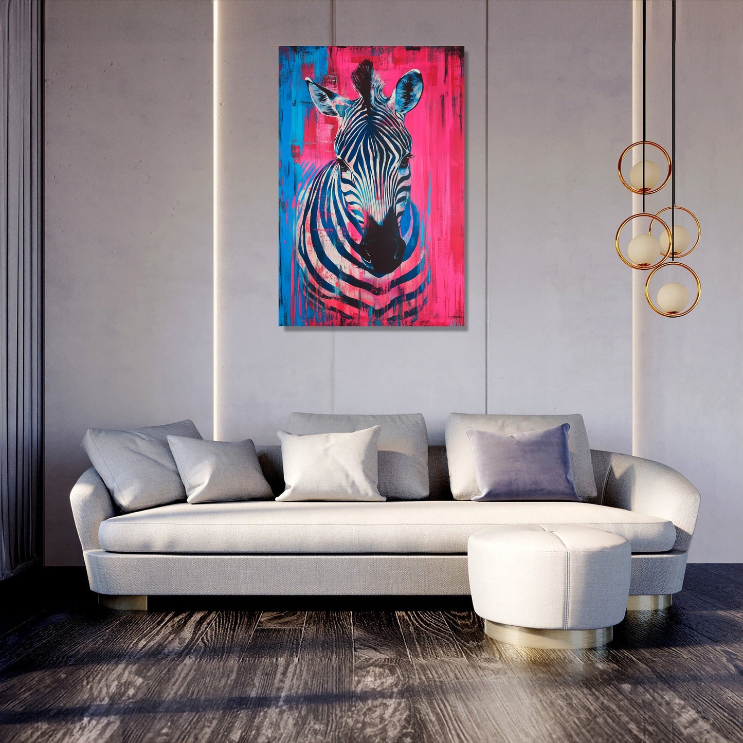 Vibrant Zebra Dance Canvas