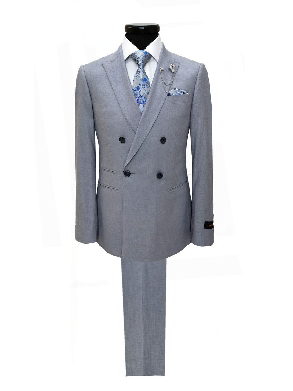 Grey Double Breasted Linen Suit