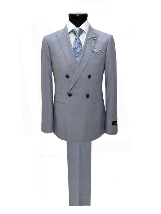 Grey Double Breasted Linen Suit