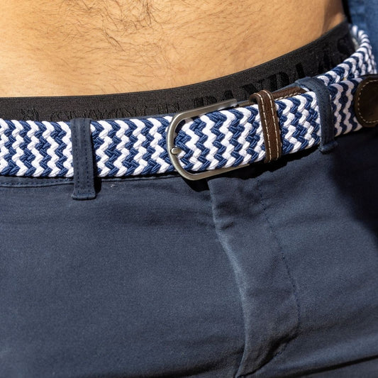 Woven Belt - Navy / White Zigzag
