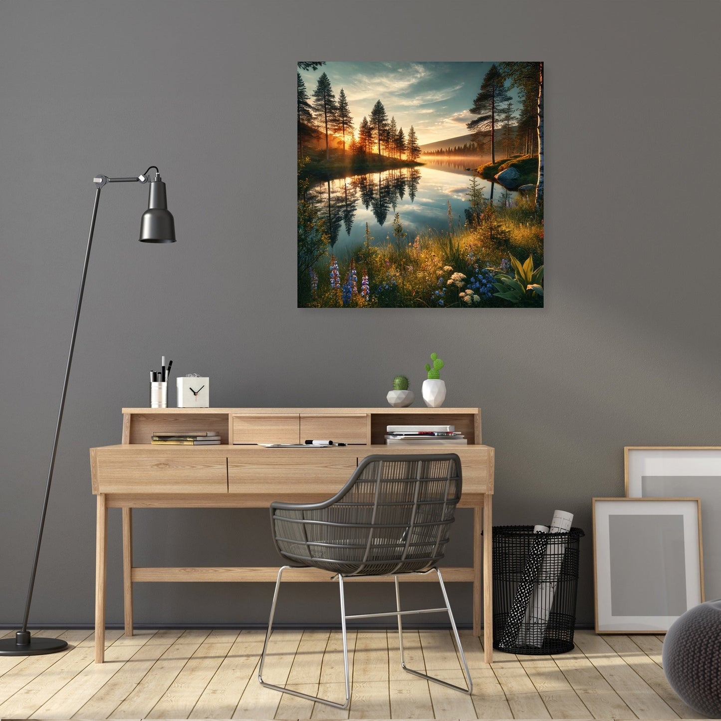 Midnight Sun Lake Canvas