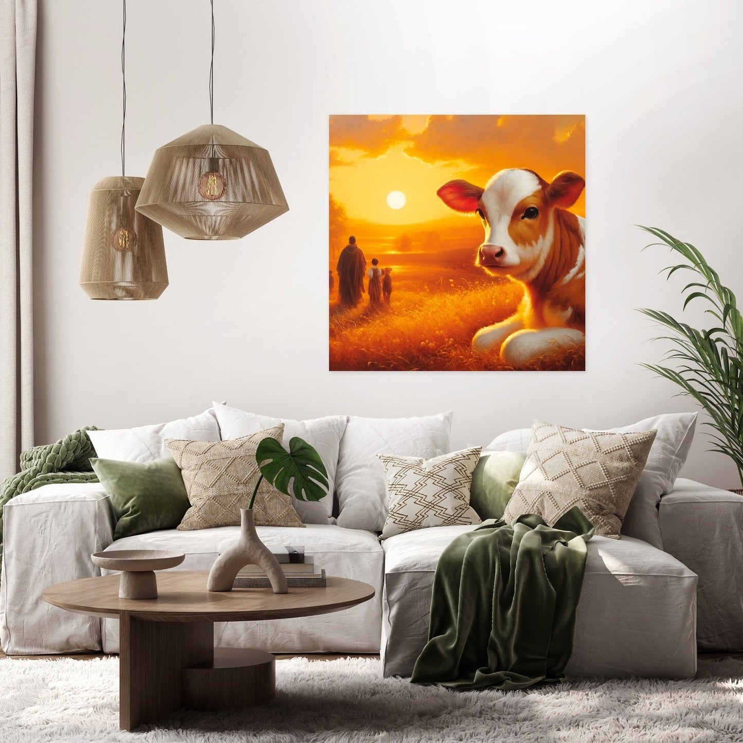 Golden Hour Cow Canvas