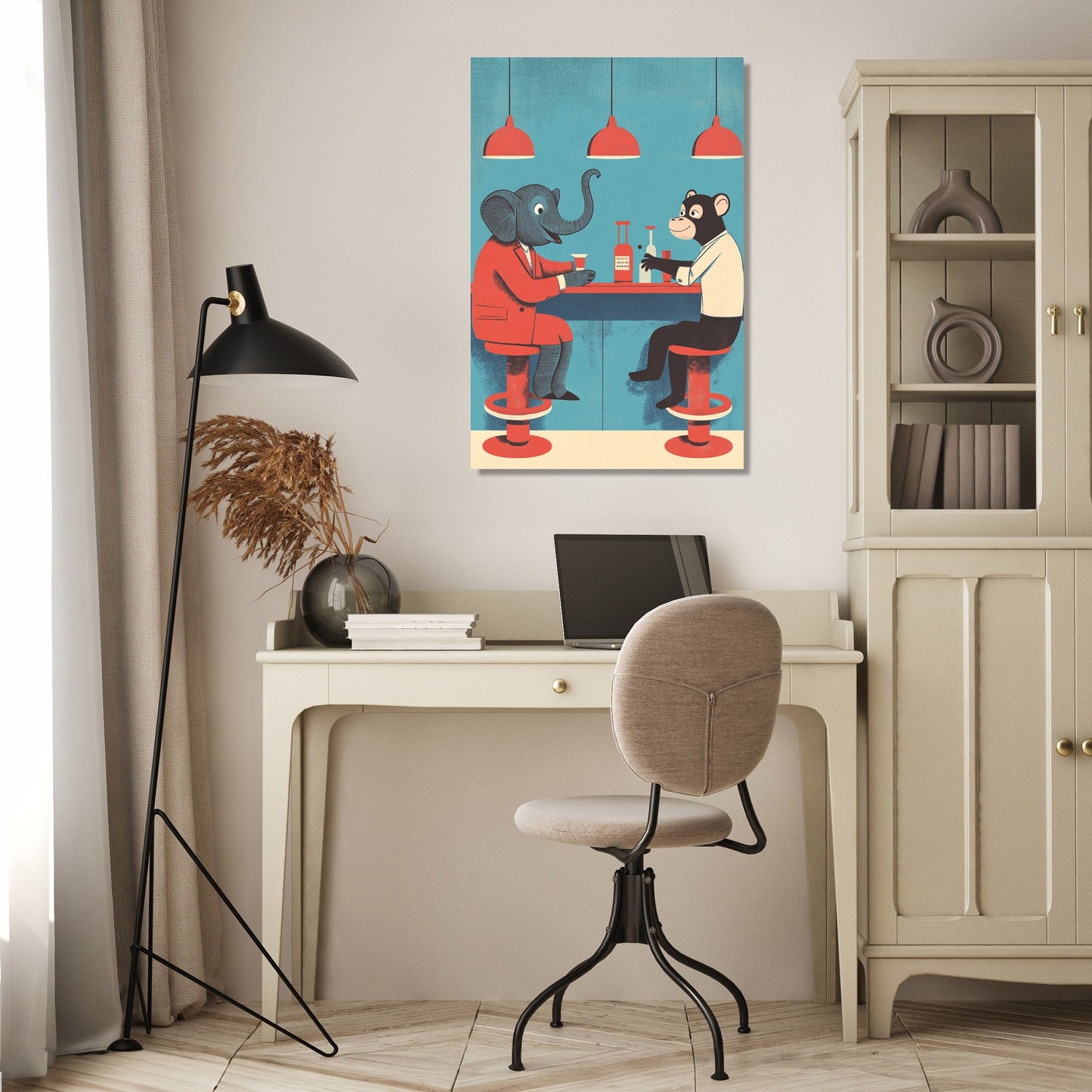 Elephant and Monkey Cheers Canvas